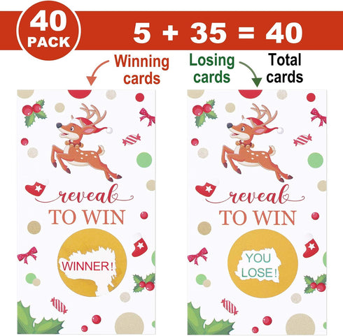 Outus 40 Pieces Christmas Scratch Off Cards Christmas Scratch Off to Win Stickers Party Game Holiday Tickets Xmas