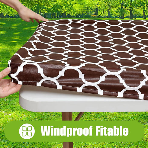 6 30x72 Inches) Smiry Rectangle Picnic Table Cover, Waterproof Elastic Fitted Camping Tablecloths for Foot Tables