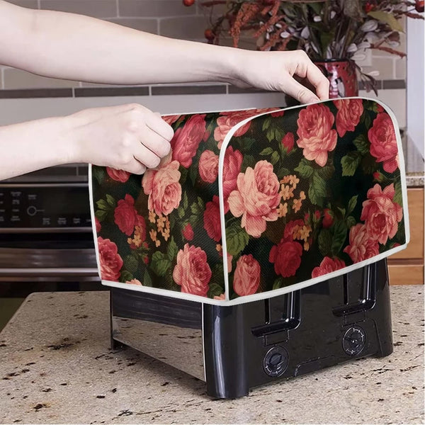 Flower Peony Toaster Cover 4 Slice, Dustproof Bakeware Cover for Small Appliance Decoration Accessories