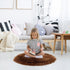 uxcell Faux Fur Round Rug, Fluffy Area Mat for Bedroom Floor, Living Room, 3 x 3 Feet - Brown