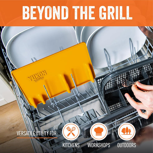 Yukon Glory Orange Tool Resting Mat, BBQ Utensil Holder, Heat-Resistant Non-Stick Silicone Mat for Outdoor Cooking