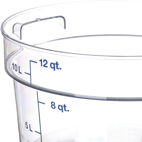 Carlisle FoodService Products Storplus Round Food Storage Container, 12 Quart, Clear, Stackable Design