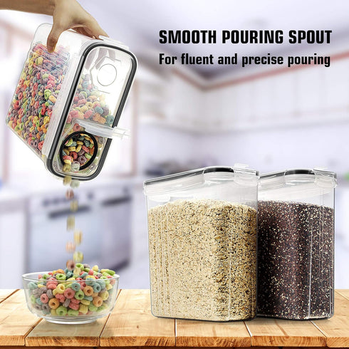 Set, 4L 6 Set 20 Wildone Cereal Storage Containers Large BPA Free Plastic Airtight Food Storage Containers for Flour