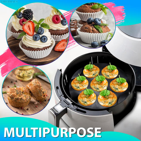 Air Fryer Muffin Pan (7 Cups) - Nonstick Silicone Muffin Pans for Baking & Freezing, Dishwasher Safe