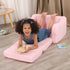 2-in-1 Comfy Toddler Chair, Toddler Couch Fold Out, Convertible Sherpa Sofa to Lounger for Boys & Girls, Pink