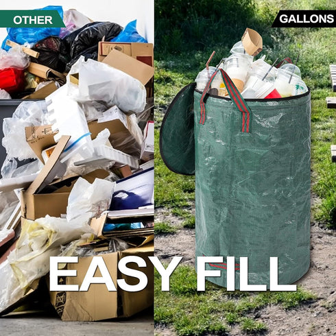 2 Pack 32 4 Gallons Reusable Yard Waste Bags with Zipper Lid Garden Waste Bags with Handles Outdoor Heavy Duty