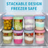 16 oz 4-Pack Xyptorix Overnight Oats Containers with Airtight Lids - Leak-Proof Wide Mouth Mason Jars & Divided Cups