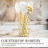 Set 7-Piece White Silicone and Gold Cooking Utensils with Gold Utensil Holder - Silicone Cooking Tools - Ideal