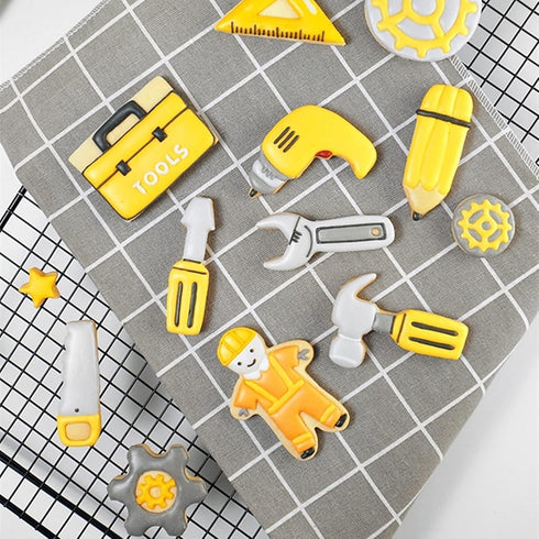 Mini Construction Tools Cookie Cutters Set of 9 pcs, Stainless Steel Hardware Tools Shaped Fondant Baking Molds