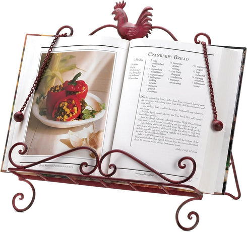 Red Rooster Cookbook Stand, 13x9x13.25
