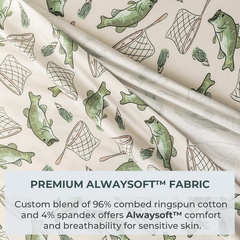 3 Pobibaby - Premium Twin Fitted Sheet, Flat Sheet with Pillow case - Ultra-Soft Cotton Blend, Stylish Woodland