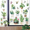 wondever Hanging Potted Plant Window Clings, Tropical Botanical Cactus Hummingbirds Glass Sticker Decals