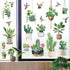 wondever Hanging Potted Plant Window Clings, Tropical Botanical Cactus Hummingbirds Glass Sticker Decals