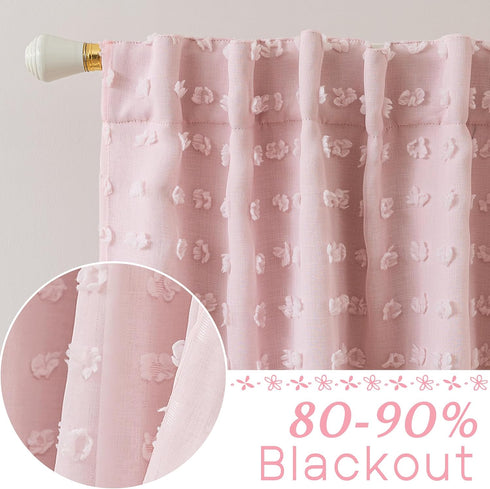 2 84 Inch Light Blush Pink Blackout Curtains for Bedroom Nursery Girl Panels,Shabby Chic Floral Pattern Sheer Double