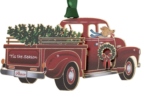 Tis The Season Red Pickup Truck Ornament