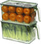 Loobuu 2 Pack Stackable Food Storage Containers, Produce Saver Boxes with Removable Drain Tray for Fridge