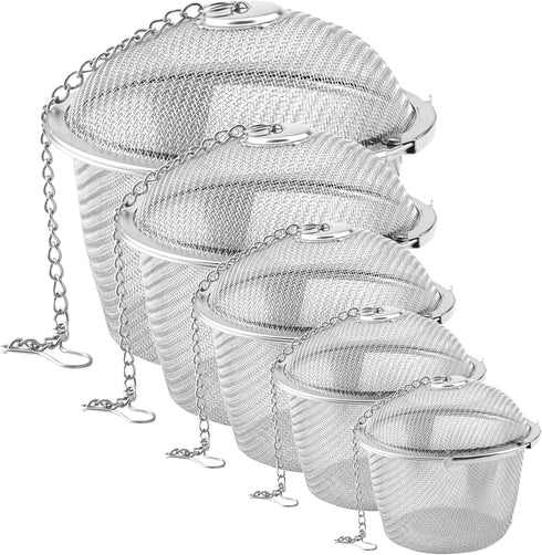 Set of 5 Tea Infuser for Loose Tea, Stainless Steel Tea Ball Infusers with Chain for Spices Herbs