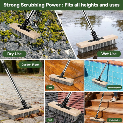 ZORSHUY 4-in-1 Weeding Tool with Hoe, Grabber, Pruning Shears & Scrub Brush,Garden Hoe & Weed Puller Tool with Long