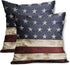 Independence Day American Flag Throw Pillow Covers, Set of 2, 18X18 Inches, Patriotic Stripes for Home Decor