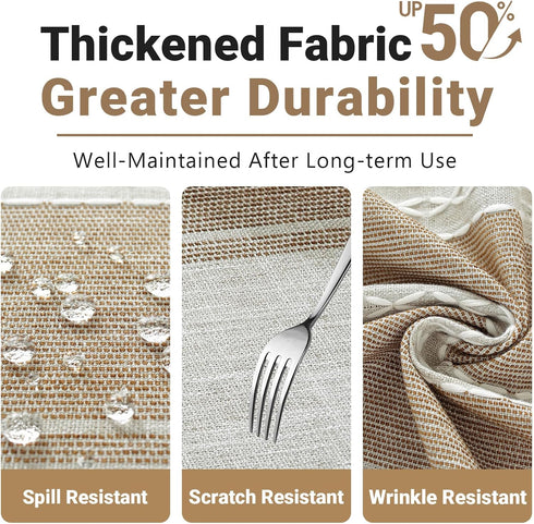 55x70 Inch Laolitou Cotton Linen Waterproof Tablecloth for Dining Table Rustic Farmhouse Kitchen Rectangle Table Cloth
