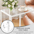 Easy Paws Small C Shaped Table for Sofa,Glass Couch Sofa Tray Snack Table for Living Room, Bedroom,TV Tray Table