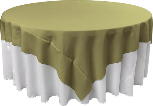 LA Linen Polyester Poplin Washable Square Tablecloth, Stain and Wrinkle Resistant, 72x72 Sage Dark