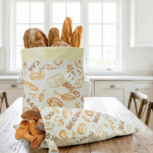2 Pack Packaging Bread Bags For Homemade Bread,Cotton Beeswax Bread Bags For Sourdough,Waxed,Reusable Cloth Bread Bag