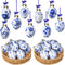 Funtery 9 Pcs Chinoiserie Porcelain Blue and White Easter Egg Hanging Pendants
