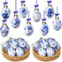 Funtery 9 Pcs Chinoiserie Porcelain Blue and White Easter Egg Hanging Pendants