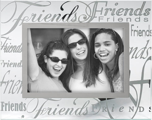 Malden International Designs Friends Picture Frame, 4x6, Mirrored Glass with Silver Metal Inner Border, Clear