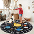 Rug,4 Round ABC Kids Ft Soft Circle Alphabet Playroom Rug,Washable Non-Slip Solar System Kid Play mat,Space Educational