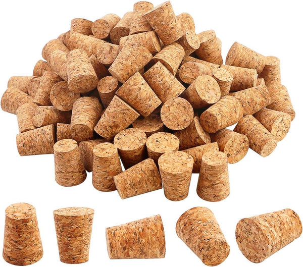 100 Pieces #7 Tapered Cork Plugs, Premium Blank Wine Stoppers Replacement Corks, 0.8 x 0.6 x 1 Inch