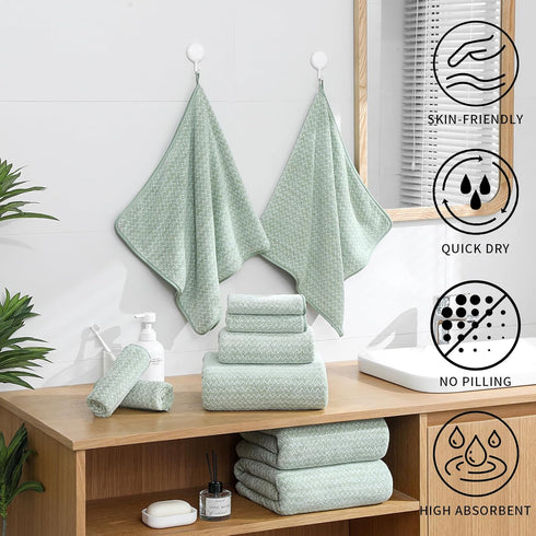 Set,12 (4 Towels,4 Towels,4 Set Ultra Soft Bath Towel Piece Bath Hand Washcloths) Family Bathroom Towels with Hanging