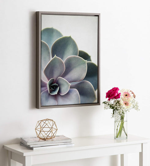 Kate and Laurel Sylvie Succulent 5 Framed Canvas by F2 Images, 18x24 in Gray
