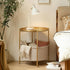 danpinera Round Side Table with Fabric Storage Basket, Metal Side Small Bedside Table Nightstand with Removable Tray