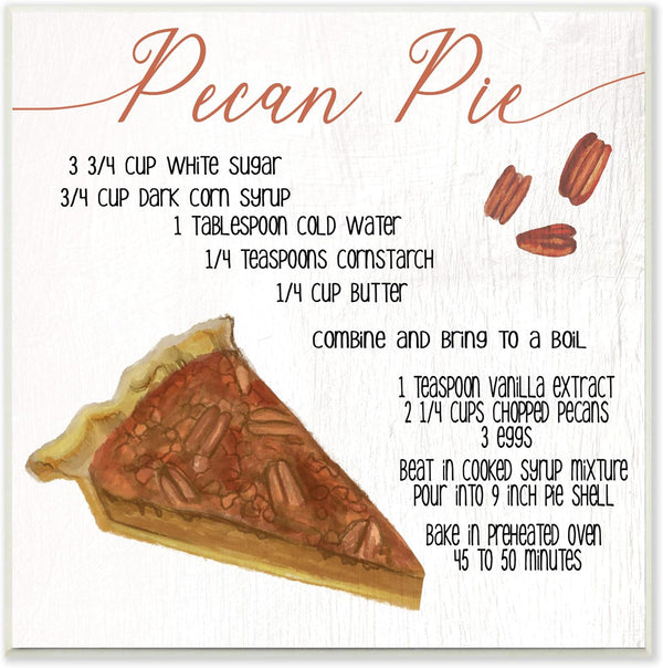 Stupell Industries Autumn Harvest Dessert Wall Plaque - Charming Pecan Pie Recipe Design by Daphne Polselli, 12 x 12