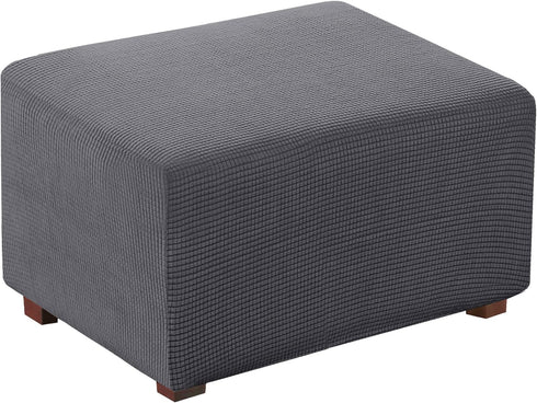 Charcoal Gray Flamingo P Stretch Ottoman Slipcover - Folding Storage Stool Protector, Soft Rectangle with Elastic