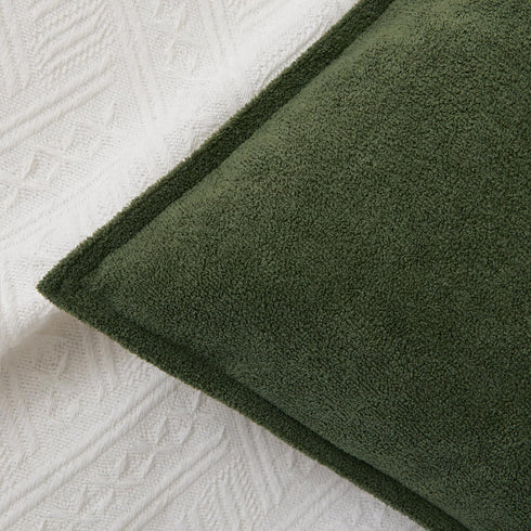 16x16 Inch Pack 2 Kevin Textile Spring Waterproof Decorative Pillow Covers Moss Green of Soft Boucle Textured Throw