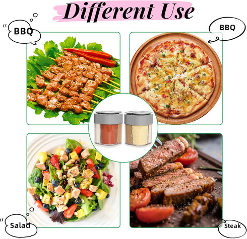 4 Pack 4 in 1 Travel Salt and Pepper Shaker, Camping Spice Container with Lid for Home Restaurant BBQ
