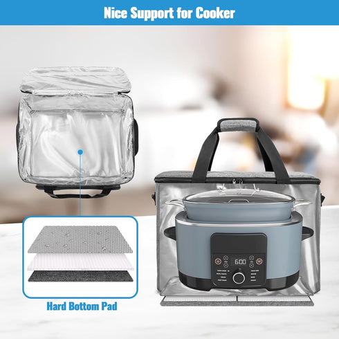 LUXJA Large Carrying Bag for Ninja Foodi Possible Cooker Pro, Hard Bottom Pad Compatible with 8.5 Qt Multicooker, Gray