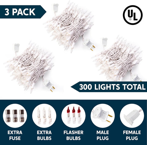 Indoor,300(3x100) Light,64.5FT Joiedomi Christmas String Lights Mini Warm Fairy Lighting Decor for Patio Dorm Classroom