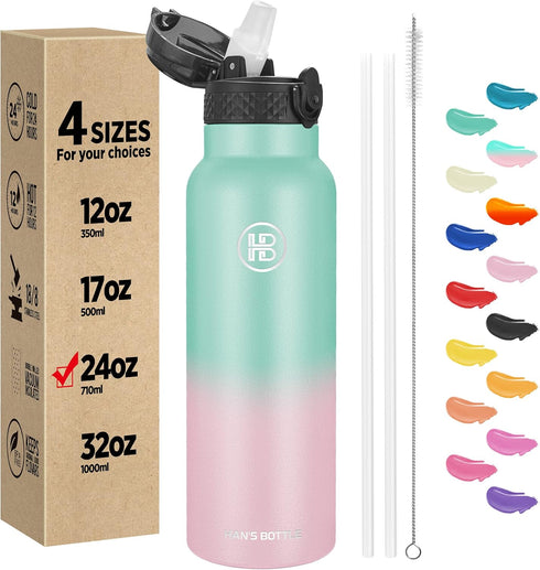 han's bottle Sports Water Bottle - 24 Oz, Straw Lid, Leak Proof, Vacuum Insulated