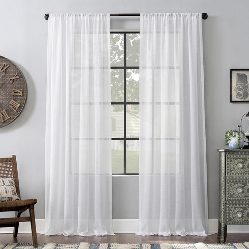 Archaeo Slub Textured Linen Blend Curtain, 52" x 84", White for Home Decor