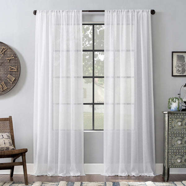 Archaeo Slub Textured Linen Blend Curtain, 52" x 84", White for Home Decor