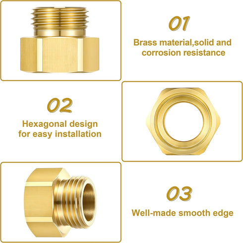 2 Pack 1-1/16 Inch 1/2 157 Inch Dreyoo Hose Bib Brass Adapter, Fine Thread Female Vacuum Hose Bib Compatible