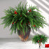 12Pcs Christmas Norfolk Pine Stems with Red Berries, Real Touch Artificial Norfolk