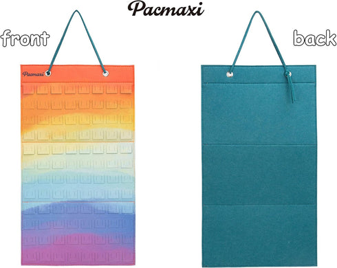 PACMAXI Hanging Brooch Pin Organizer - Display Pins Storage Case Holds Up to 96 Pins (S-96 Slots, Colorful)