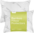 Pillow Protectors with Zipper - King Size 20x36 Pair, Cooling, Noiseless Pad, Ultra Plush Absorbent (Bamboo, White)