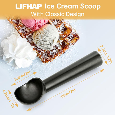 Scoop,7 inches Ice Cream Nonstick Anti-Freeze One Piece Aluminum Scooper Spoon, Heavy Duty Durable Design, Easy Clean