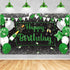 Green Silver Black Happy Birthday Banner Decorations, Champagne Glass Balloons Photo Booth Background for Party Supplies